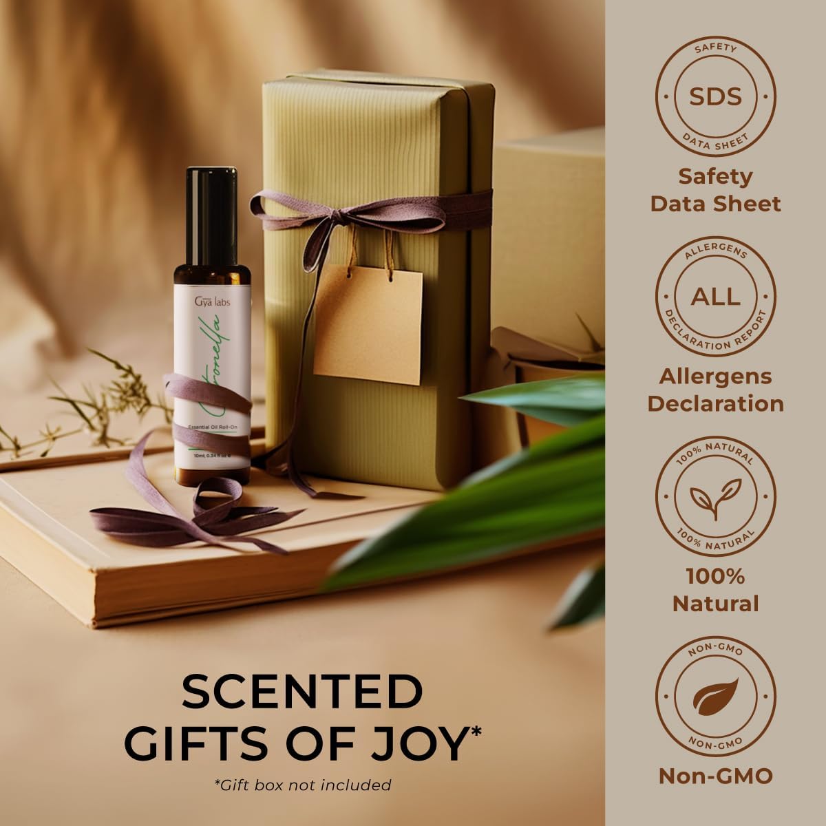 Gya Labs Citronella Essential Oil Roll on - 100% Pure Natural Citronella Oil Roller - Energizing Aromatherapy for Outdoor Protection, Travel Size (0.34 Fl Oz)