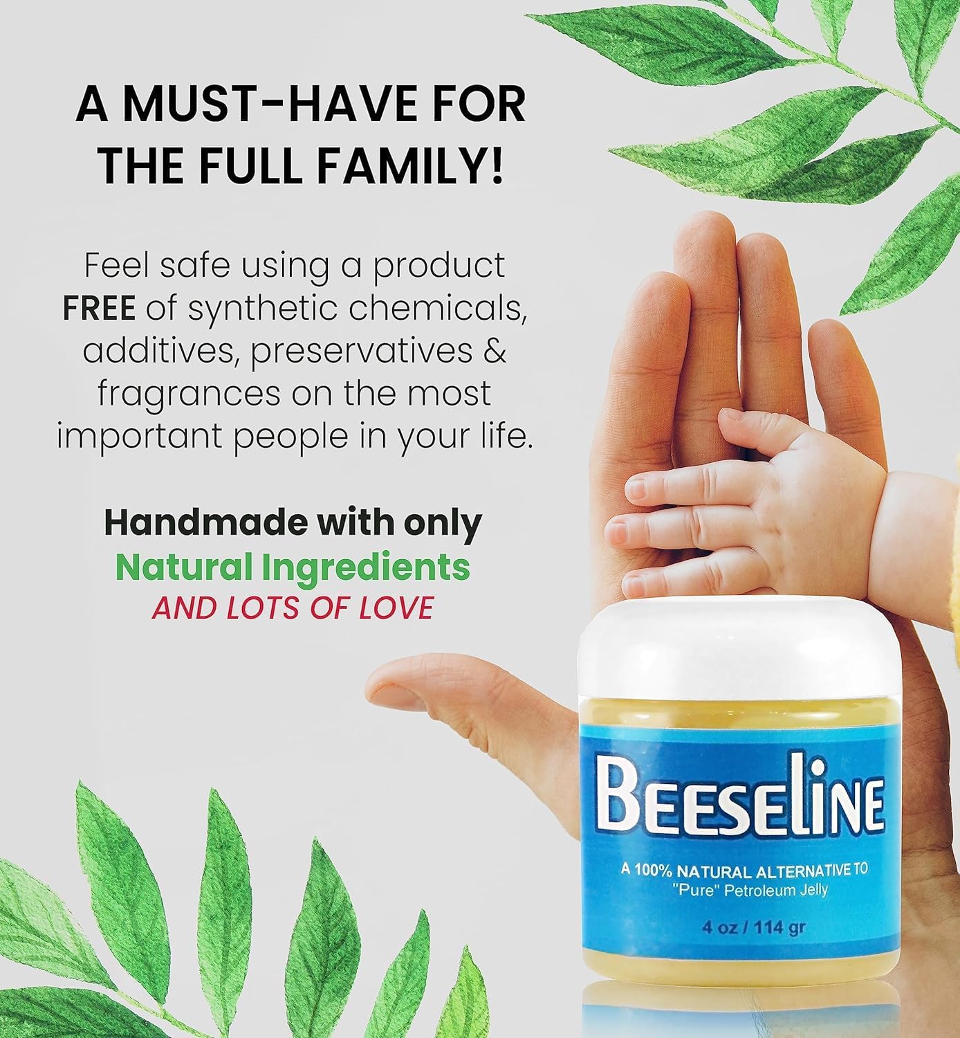 Beeseline Original Unpetroleum - 100% Natural & Hypoallergenic Alternative to Petroleum Jelly - Lips, Hands, Baby, Makeup Remover and More (4 Ounce)
