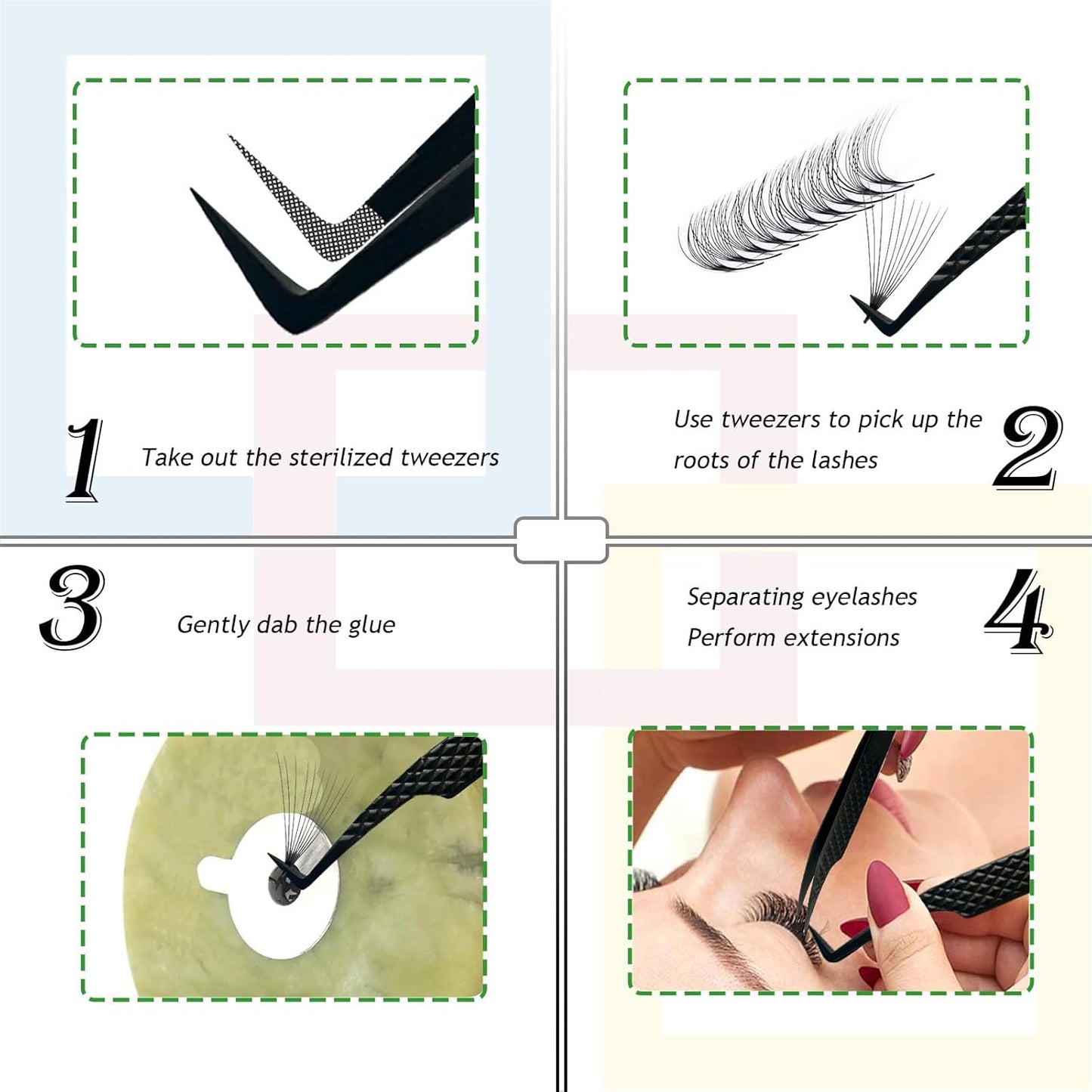 Lash Tweezers For Eyelash Extensions, Fiber Tip, Japanese Steel, Black, 90 Degree