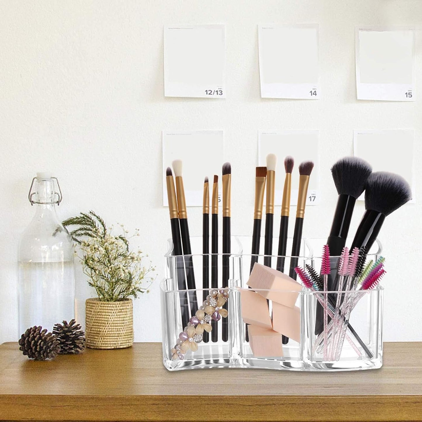 Tbestmax 6 Slot Acrylic Makeup Brushes Holder Organizer, Clear Eyebrow Pen Container Cosmetics Storage