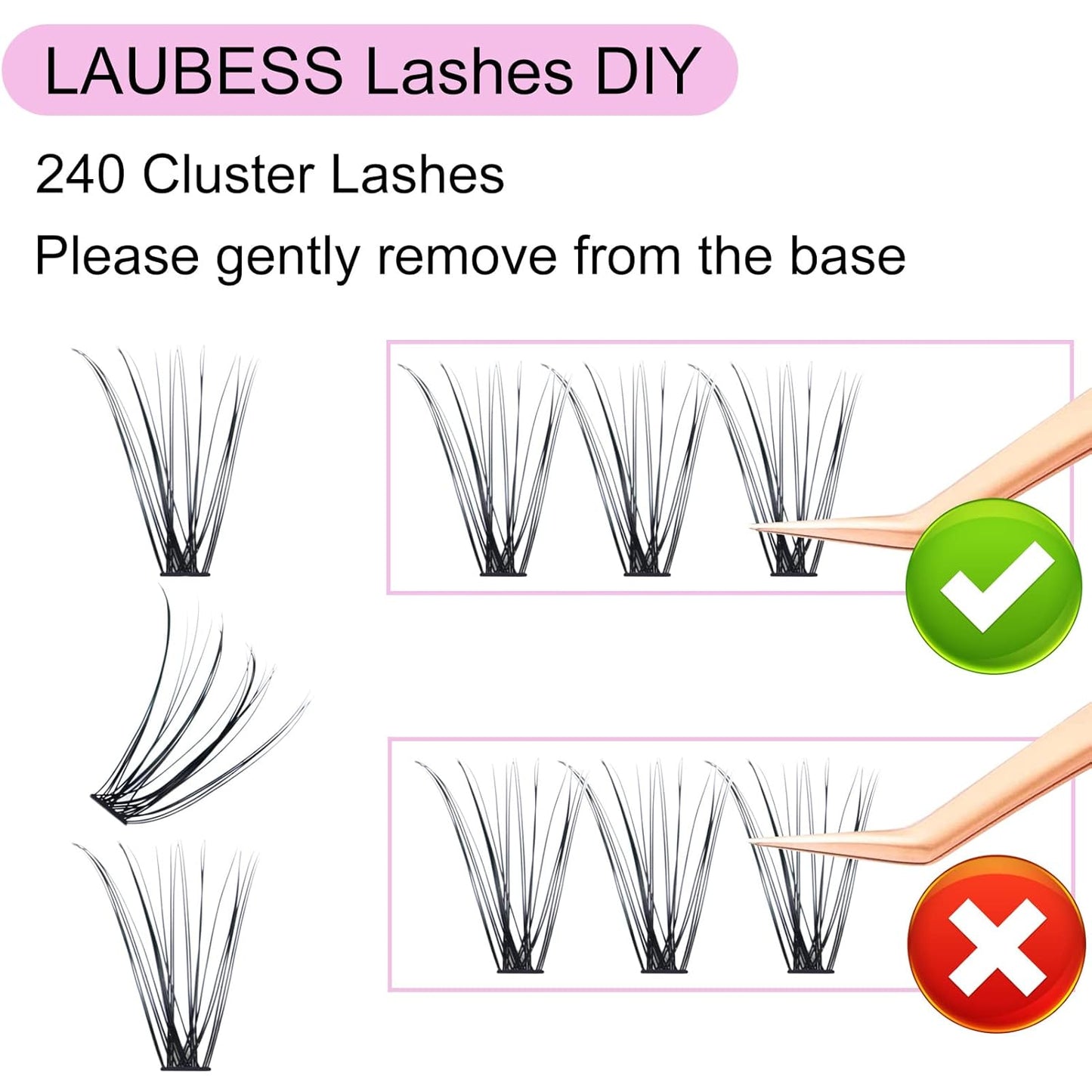 Lash Clusters LAUBESS Individual Lashes Waterproof Eyelash Clusters Mixed Tray Cluster Eyelash Extensions Soft Cluster Lashes for Beginners(20D-0.07C-14-18)