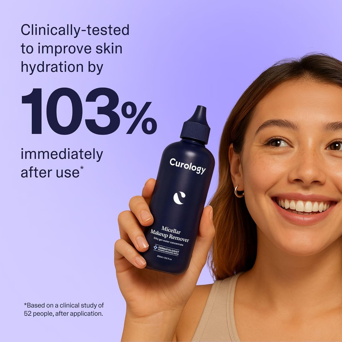 Curology Micellar Water Makeup Remover, Cleansing Gel Water Concentrate, Waterproof Eye and Face Make Up Removal, 8.5 fl oz