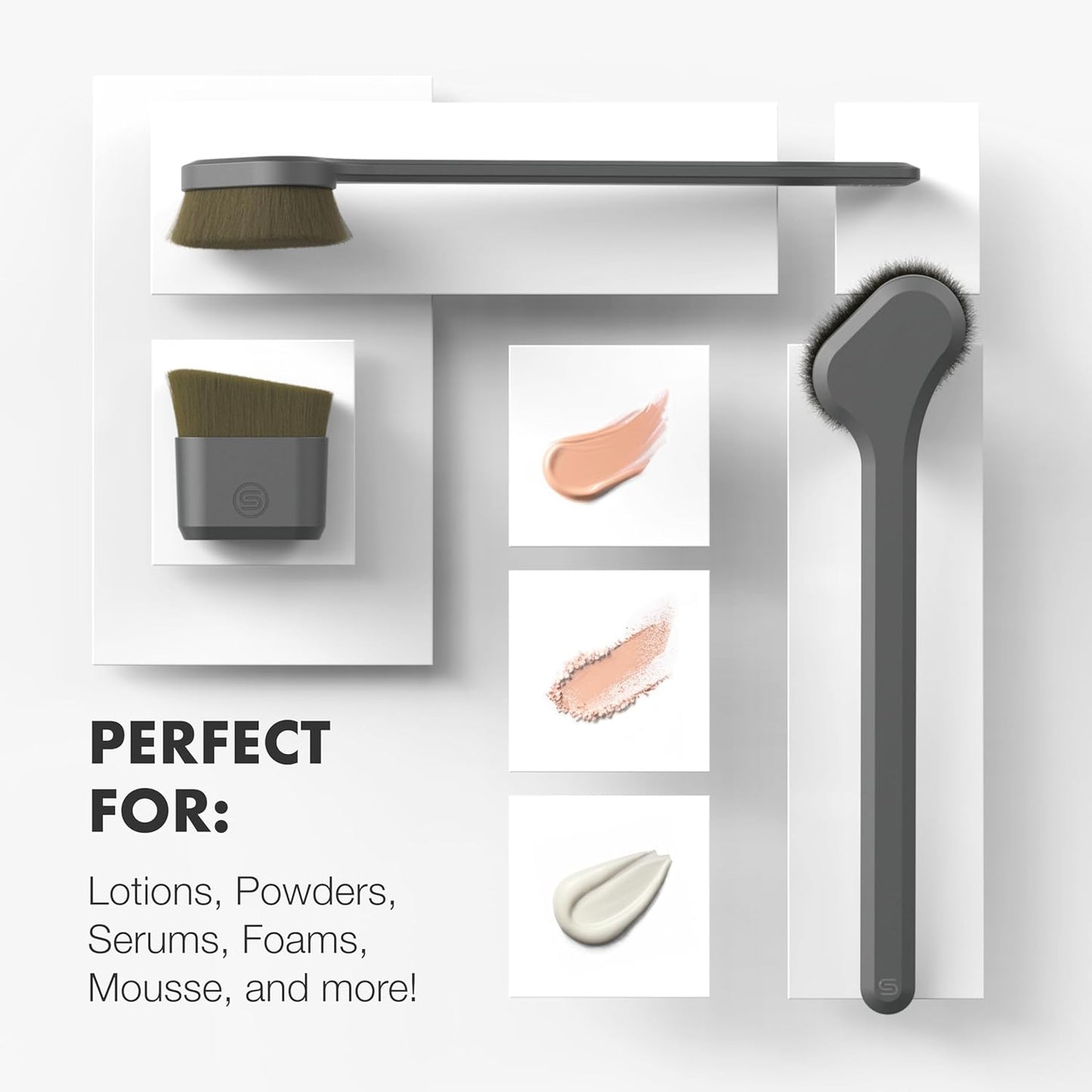 SONN Self Tanner Brushes - Body and Face Kabuki Brush Applicator for Fake Tan, Lotion, Makeup, and Sunscreen, Back Applicator for Sunless Tanner and cream (Face Brush)