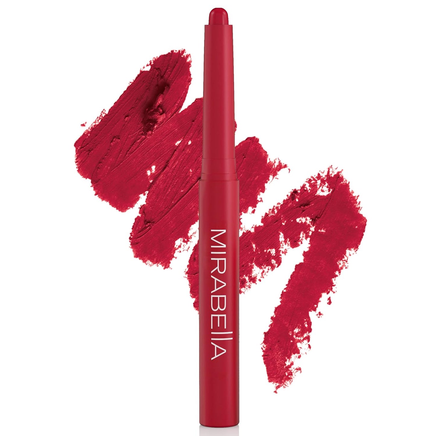 Mirabella - Velvet Matte Lip Crayon, Retractable Highly-Pigmented 2-in-1 Makeup, Long-Lasting Hydrating Lipstick Crayon + Lip Liner, Moisturizing Cream-to-Matte Lipcare Formula, Gameday Red