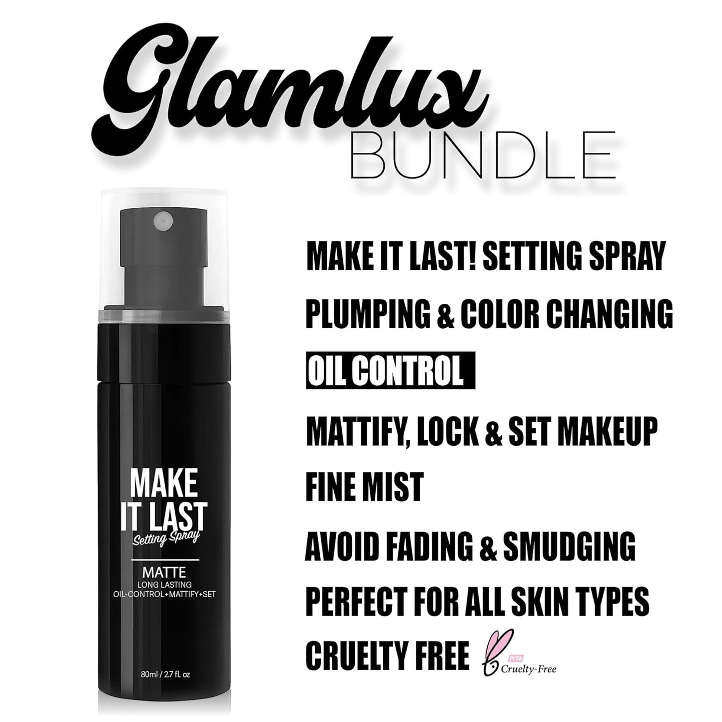 Beauty Bundle All In One Makeup Kit For Women, Teens, Girls, Full Size Makeup Essentials Makeup Remover, Make It Last Setting Spray, Brow Wax Lamination Pencil, Plumping Lipglosses