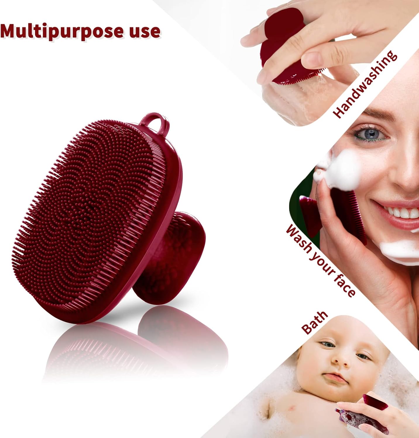 VWMYQ Silicone Face Scrubber for Men Facial Cleansing Brush Silicone Face Wash Brush Manual Waterproof Cleansing Skin Care Face Brushes for Cleansing and Exfoliating (red)