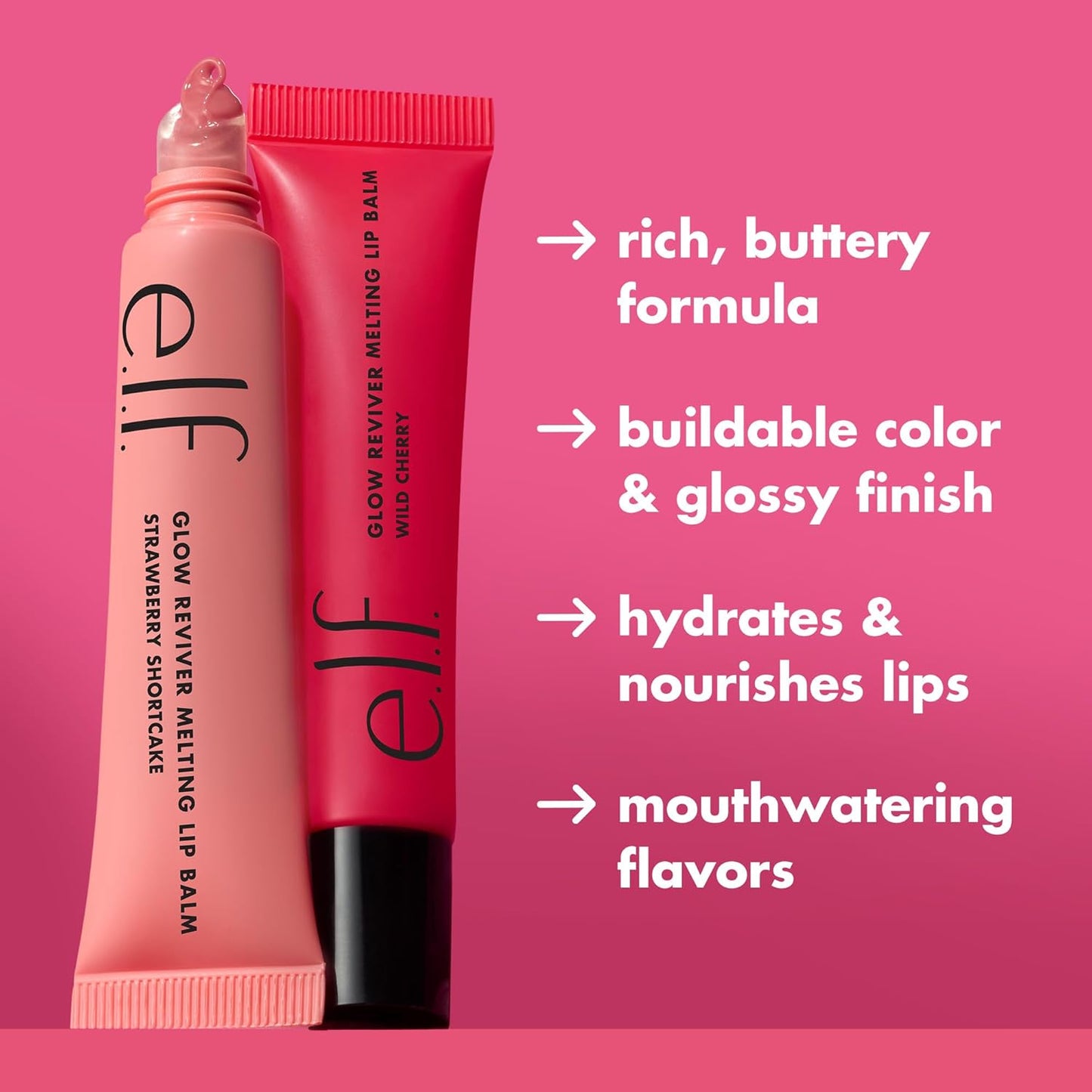 e.l.f. Glow Reviver Melting Lip Balm, Hydrating Tinted Lip Balm For A Glossy Finish & Soft, Supple Lips, Vegan & Cruelty-Free, Blackberry Sorbet