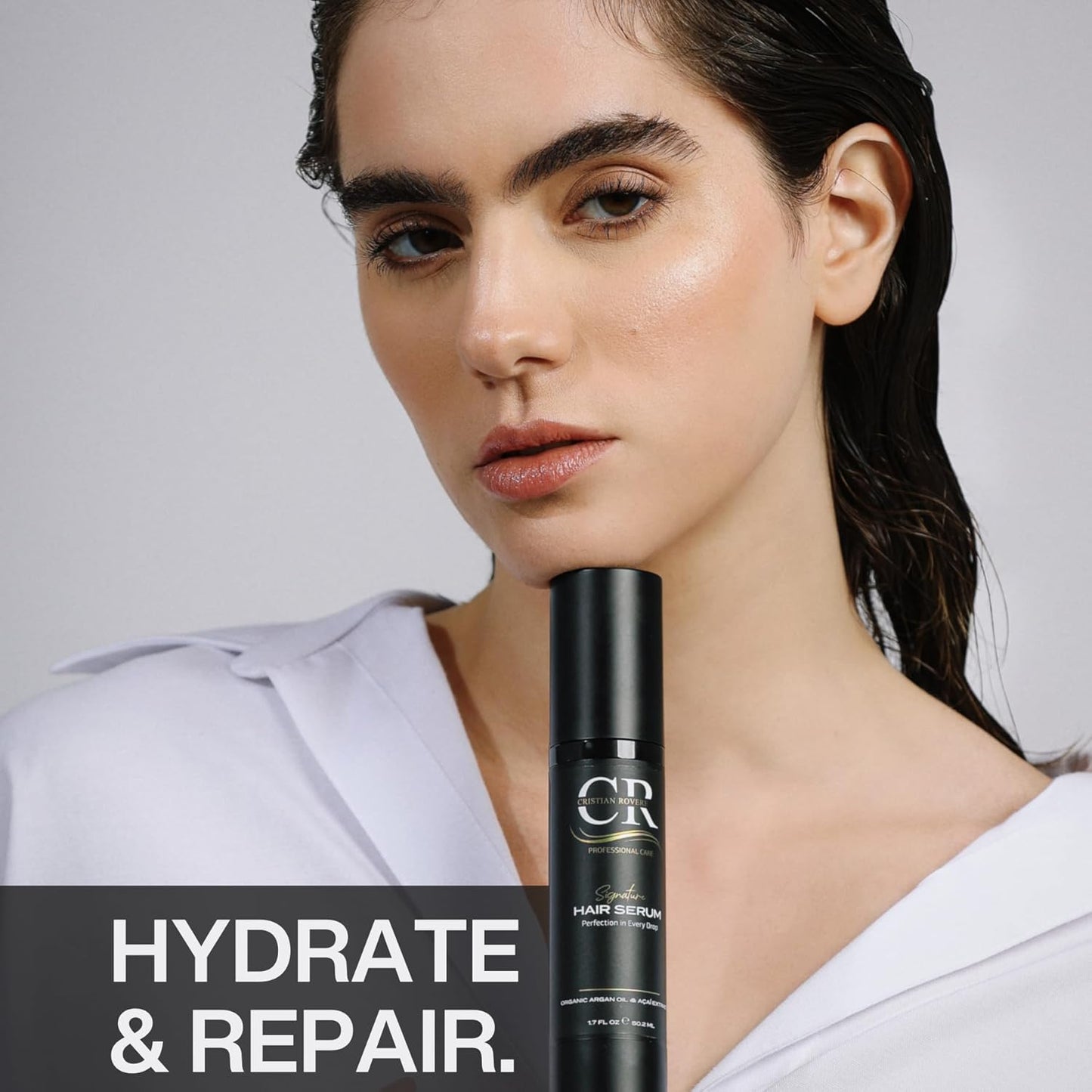 Cristian Rovere - Signature Hair Serum - Organic Argan Oil & Acai Extract - Frizz Control & Shine Serum - Sulfate Free & Paraben Free - Lightweight Hair Oil for Smoothness - 1.7 Fl Oz