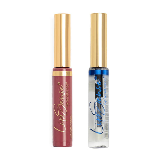 SeneGence LipSense Sheer Berry Liquid Lipstick and Glossy Clear Lip Gloss Duo – 18HR Wear, Hydrating, Waterproof, Transfer-Proof