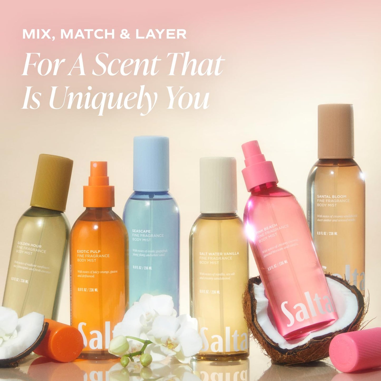 Saltair Body Mist 2 Pack - Fine Fragrance, Lightweight Body Spray Mist with Salt Water Vanilla Scent. Long Lasting Perfume Mist. 2x 8oz Bottles