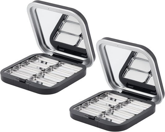 NICENEEDED 2 Pcs Empty Eyeshadow Palettes, 8 Grids Blush Pallet Makeup, DIY Eye Shadow Pigment Holder Case Refillable Cosmetic Sample Makeup Storage Box for Women