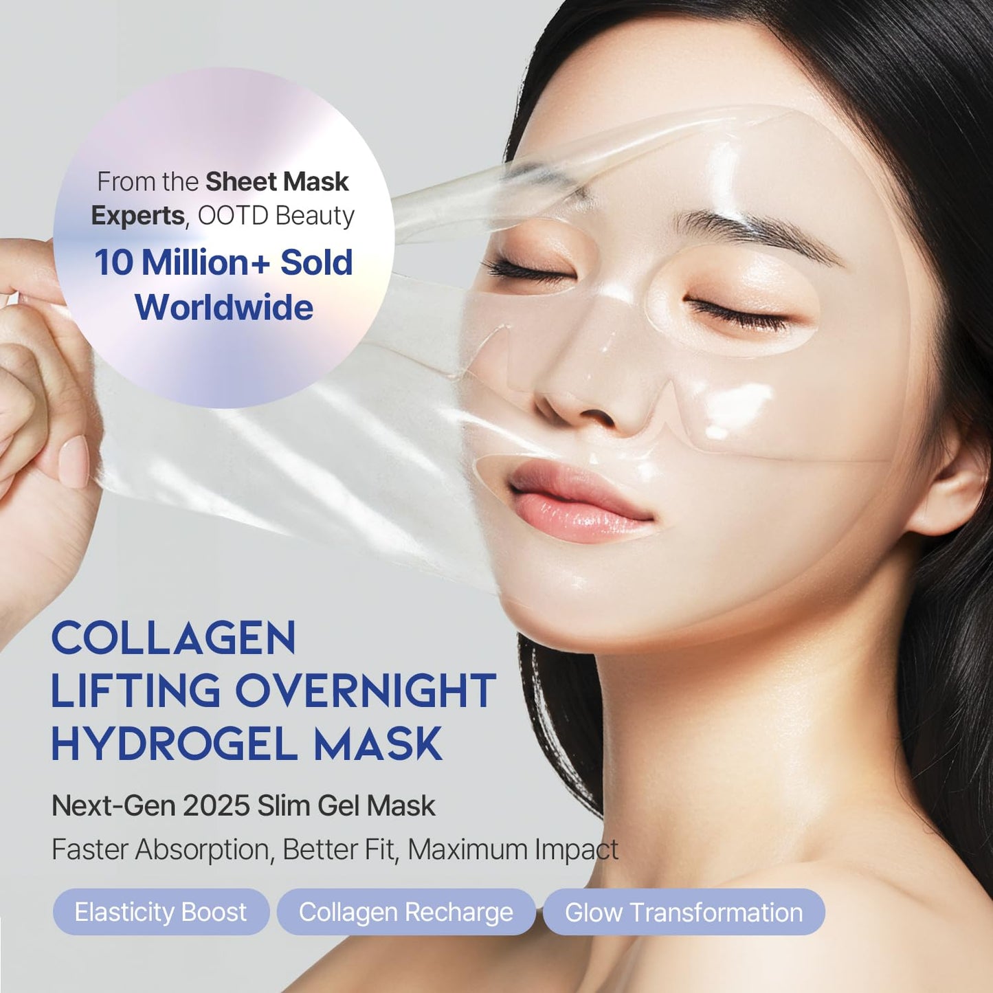 #OOTD Collagen, Hyaluronic Acid & Peptides for Elasticity, Hydration, and Firming. Lifting Hydrogel Sheet Mask - Face Mask (5pcs)