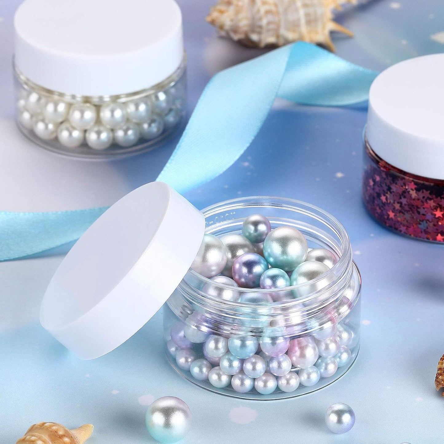 Patelai 4 Pieces Round Wide-mouth Leak Proof Plastic Container Jars with Lids for Travel Storage Makeup Beauty Products Face Creams Oils Salves Ointments DIY Making(1 Ounce,White)