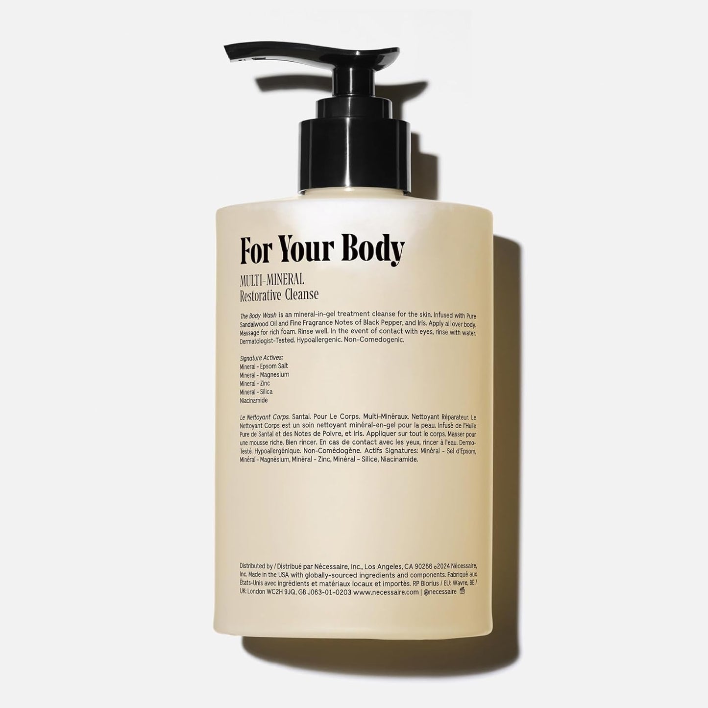 Nécessaire The Body Wash Santal. Natural Body Wash for Women & Men, Therapeutic Shower Gel with Epsom Salt + Minerals. Gel Cleanse,16.9 fl oz.