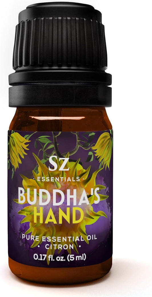 Buddha's Hand Essential Oil, 100% Pure, Extracted from The Most Fragrant Italian Finger Citron - Citrusy & Lemony Scent with Sweet Overtones - Therapeutic Grade & Vegan - 0.17oz (5ml)