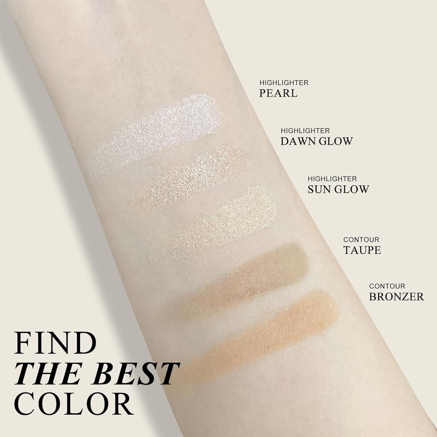 KYDA Face Highlighter Palette, High Glossy Face Illuminator Palette, Natural Glow Finish, Pearl Shimmer Smooth Baked Powder, Lasting Sparkling Highlighter Makeup-PEARL