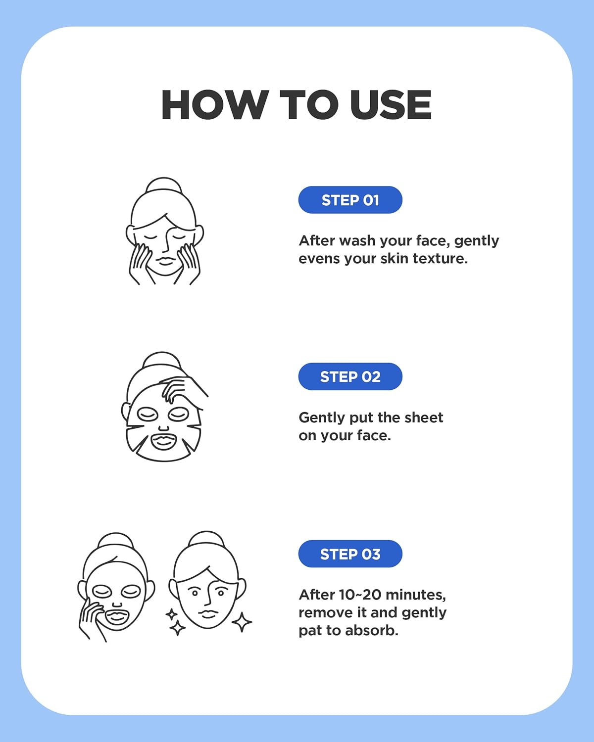 WELLAGE Real Hyaluronic Blue Ampoule Face Mask - Korean Hydratig Mask Moisture Boost with 10,000ppm Ultra-Low Molecular Hyaluronic Acid - Soft Vegan Cashmere Sheet for Sensitive Skin, 5 Sheets