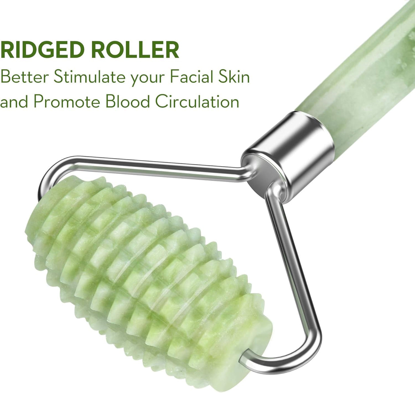 kimkoo Jade Roller and Gua Sha for Face-3 in 1 Kit with Facial Massager Tool,100% Real Natural Jade Stone Anti Aging,Face Beauty Set for Eye Anti-Wrinkle