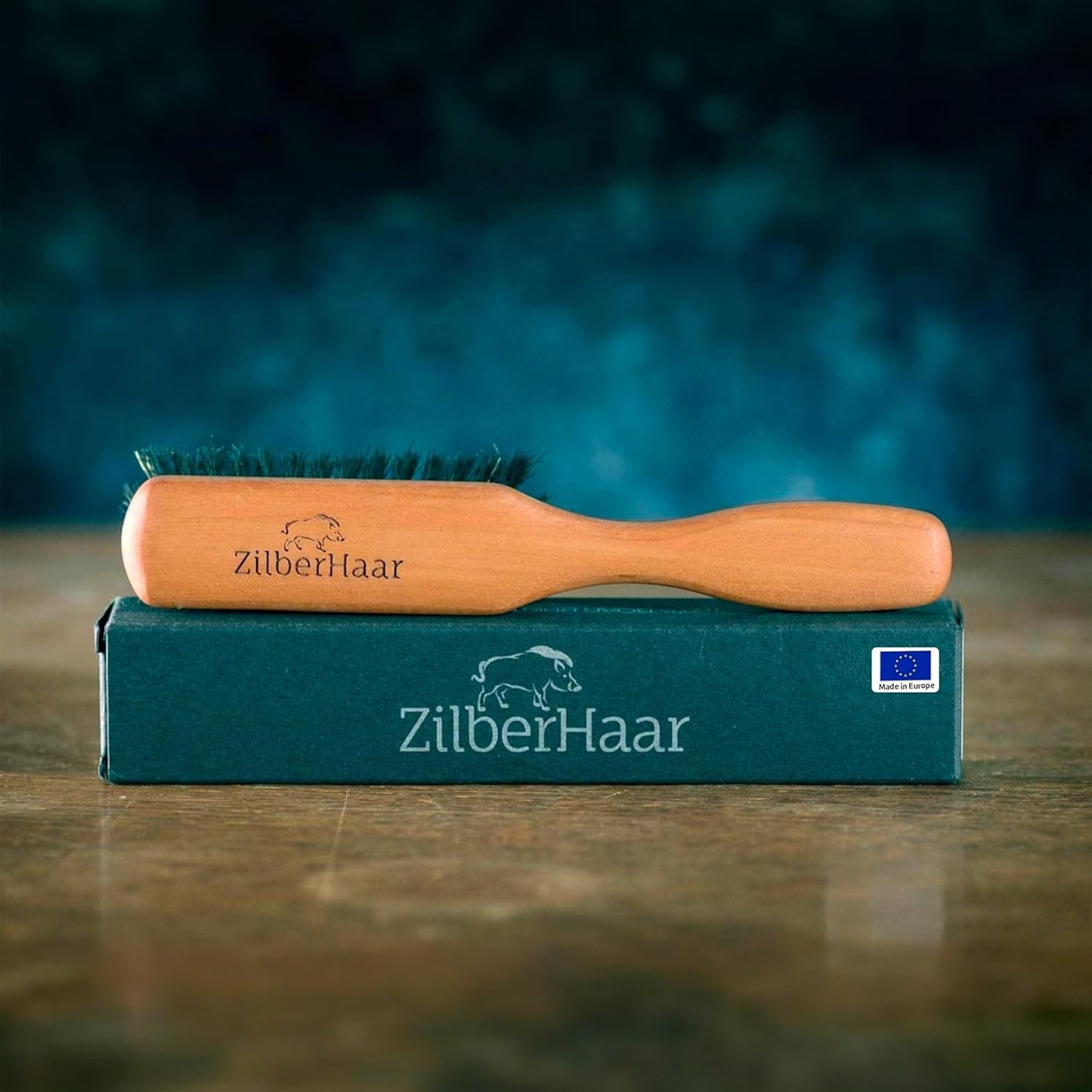 Beard Brush by ZilberHaar - Stiff Boar Bristles for Men's Grooming - Straightens and Promotes Growth - Works with Beard Oil and Balm - For Beard Kits - 6 inches long