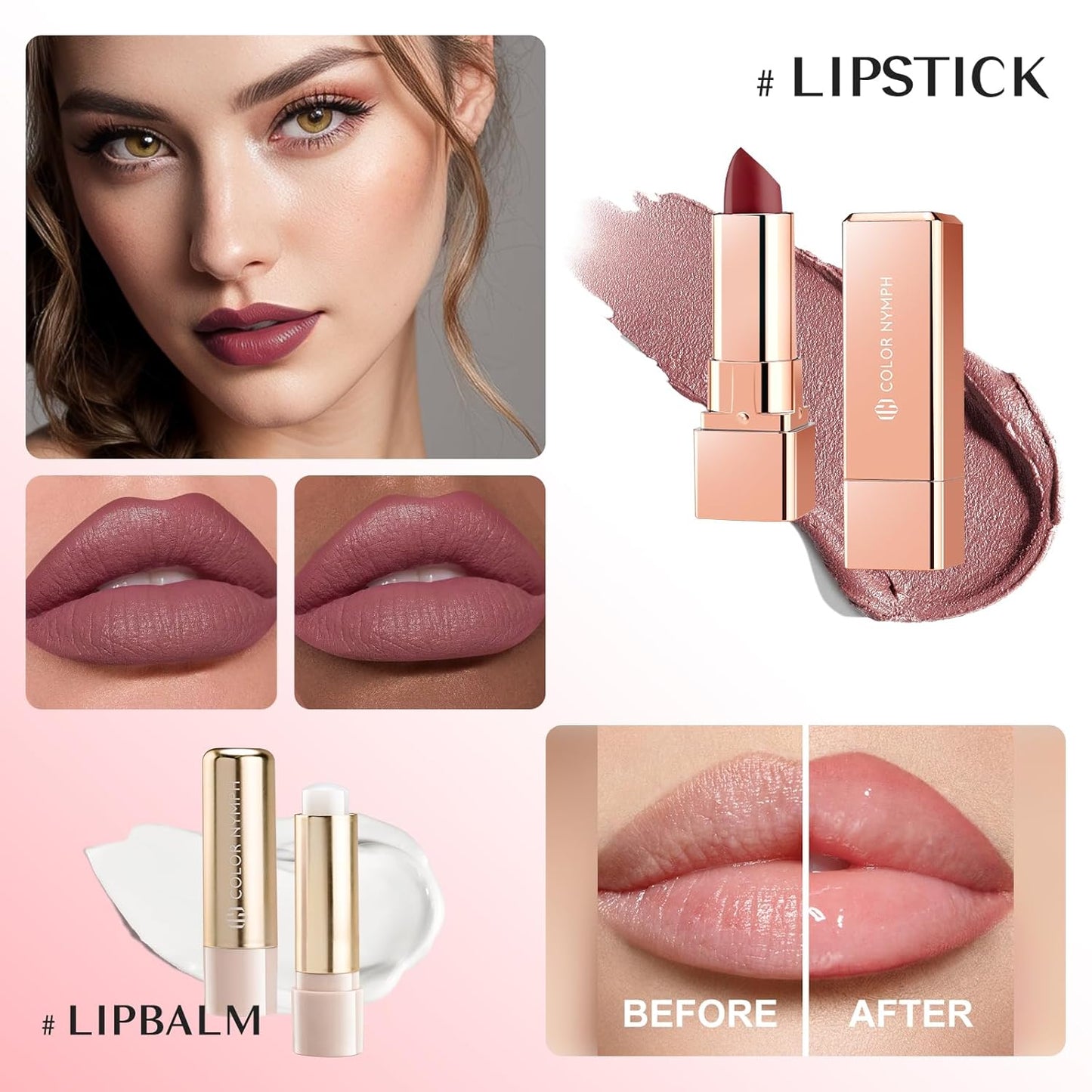 Color Nymph Beginner Makeup Set, Full Starter Cosmetics Set for Teenager Girls with Eyeshadow Palette Blush Lipstick Lip Pencil Eye Pencil Brush Mascara Portable Bag
