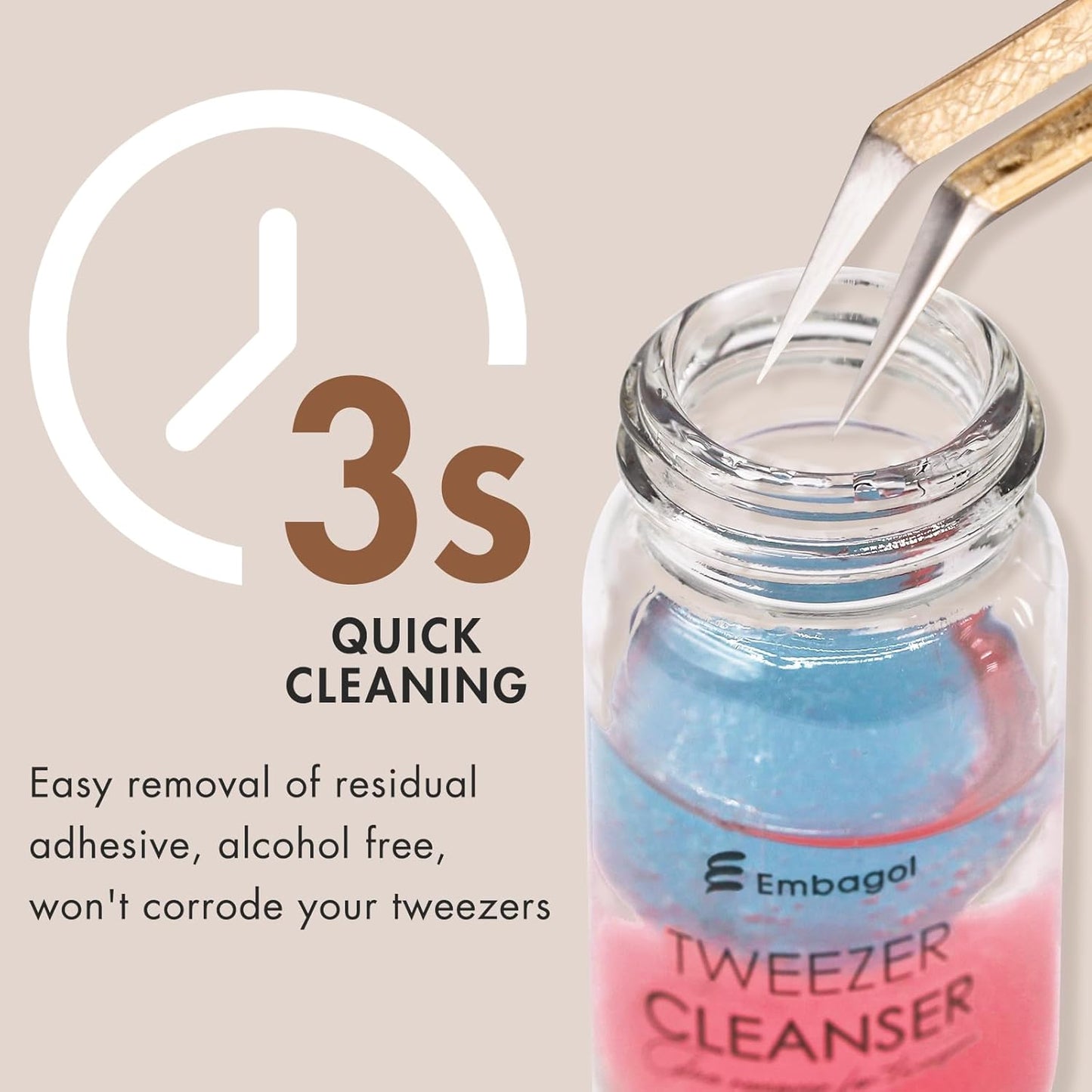 2 Bottles Tweezer Cleanser for Eyelash Extensions Tweezers Glue Remover Liquid for Lash Tools with 2 Spongeballs(2 Bottles Cleanser)