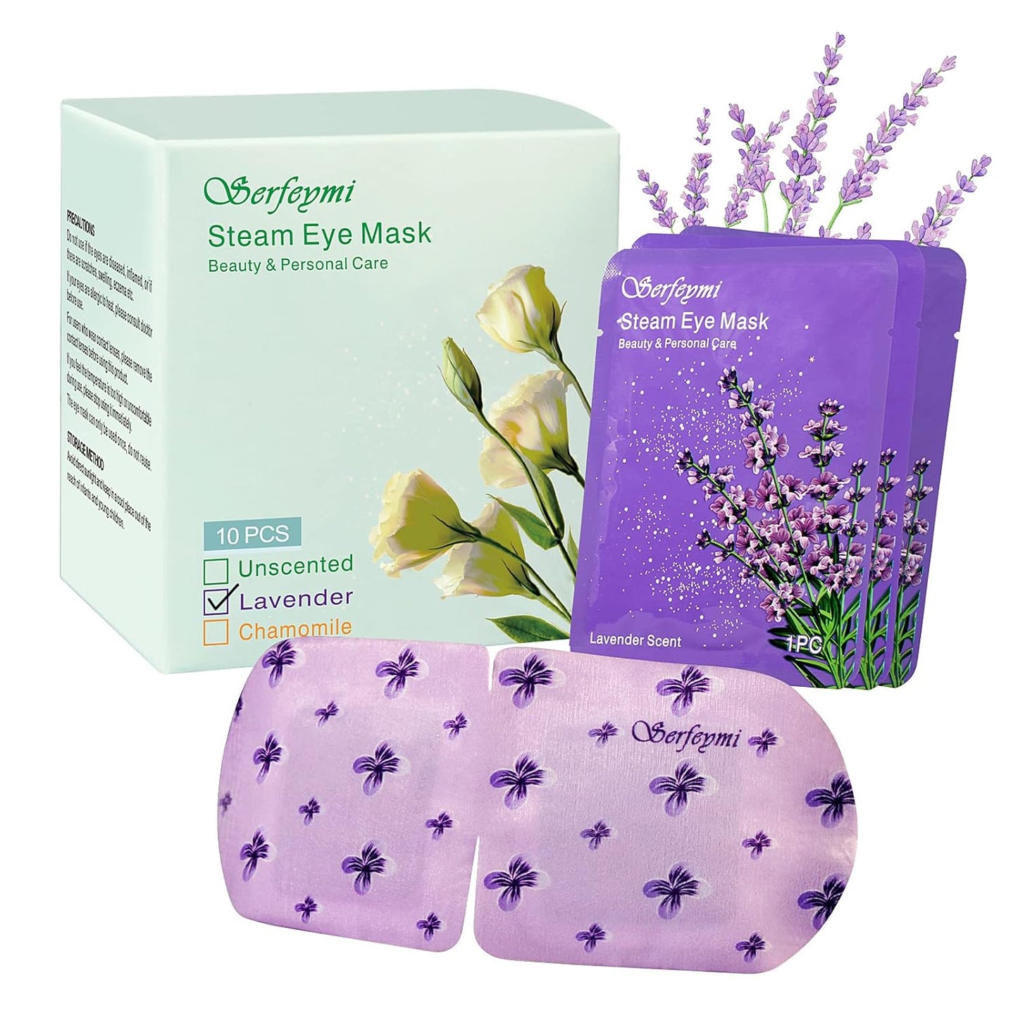 Serfeymi 10 Packs Steam Eye Mask Sleeping Mask for Women, Eye Beauty Heated Eye Mask, Hot Compress Disposable Promote Sleep Eye Mask for Puffy Eyes, Dry Eyes, Dark Circles, Tired Eyes (Lavender)