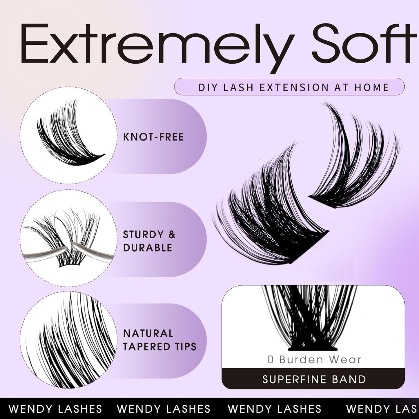 Lash Clusters Kit for Using at Home: Ultra-light, DIY, Natural, Fluffy, Wispy, Waterproof, Anime, Manga, Cat Eye, C Curl, 12-16mm, 100P+200P, Wendy, RT318