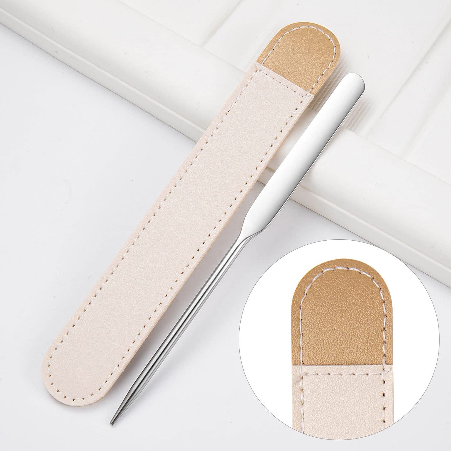 Foundation Spatula, 3-Pack Acrylic Nail Art Palette Oblique Round Head Stainless Steel Makeup Spatula for Woman Professional Facial Makeup Tools Makeup Mixing Palette