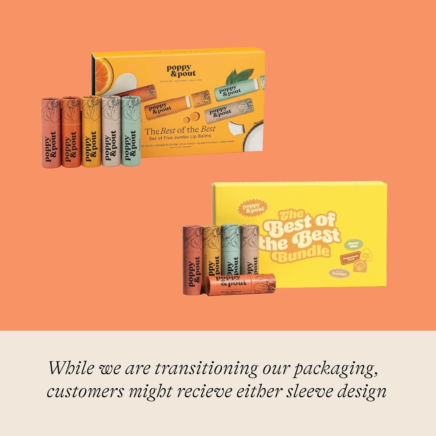 Jumbo Lip Balm Gift Set (5-Pack) | Poppy & Pout All Natural Lip Balms & Moisturizers | Hydrates with Beeswax, Vitamin E, Organic Coconut Oil | Cruelty-Free | Lip Balm in Recyclable Cardboard Tube