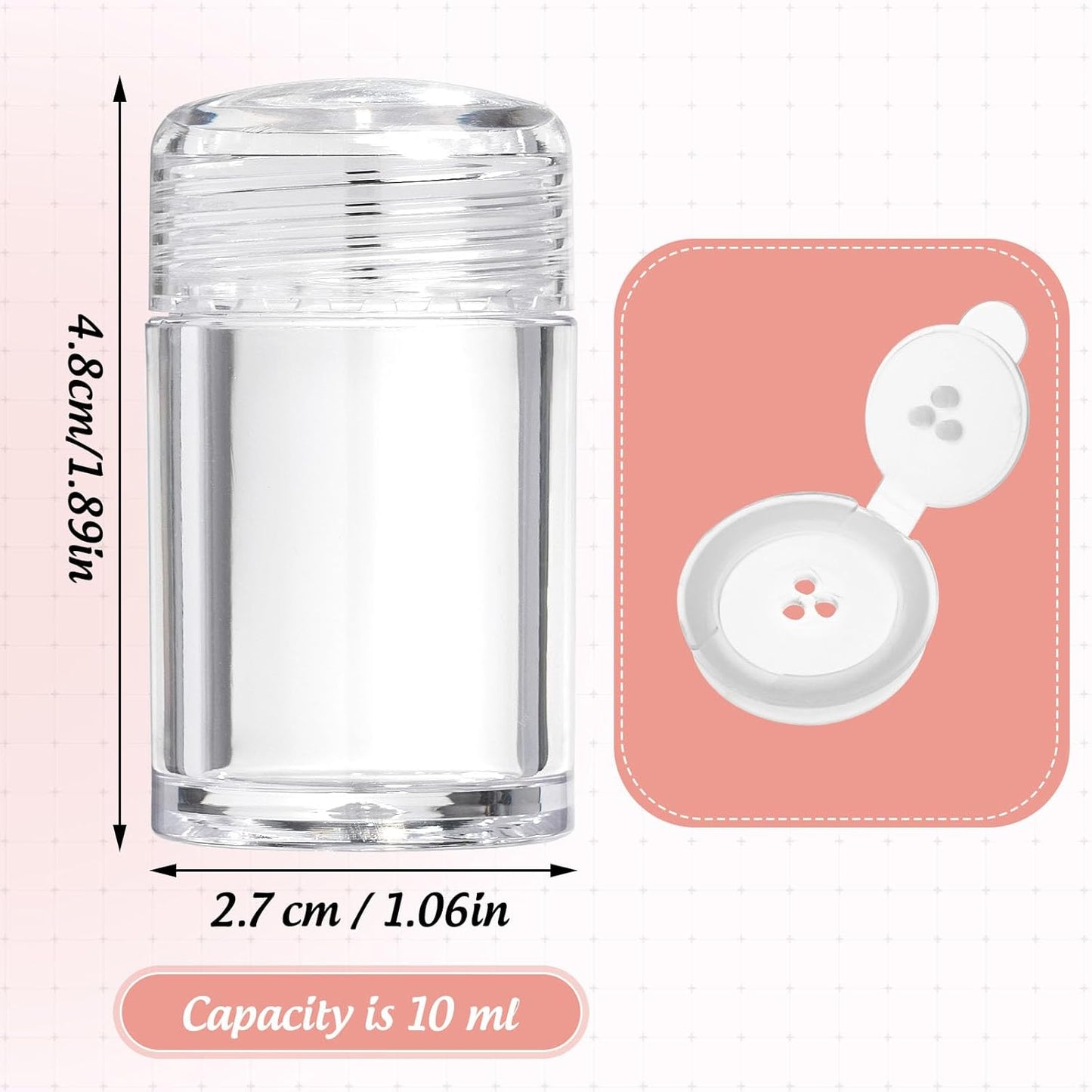 RAYNAG 6 Pieces Mini Empty Loose Powder Bottle, Travel Size Glitter Containers Eye Shadow Powder Shaker Bottle with Sifter and Lids (3 hole)