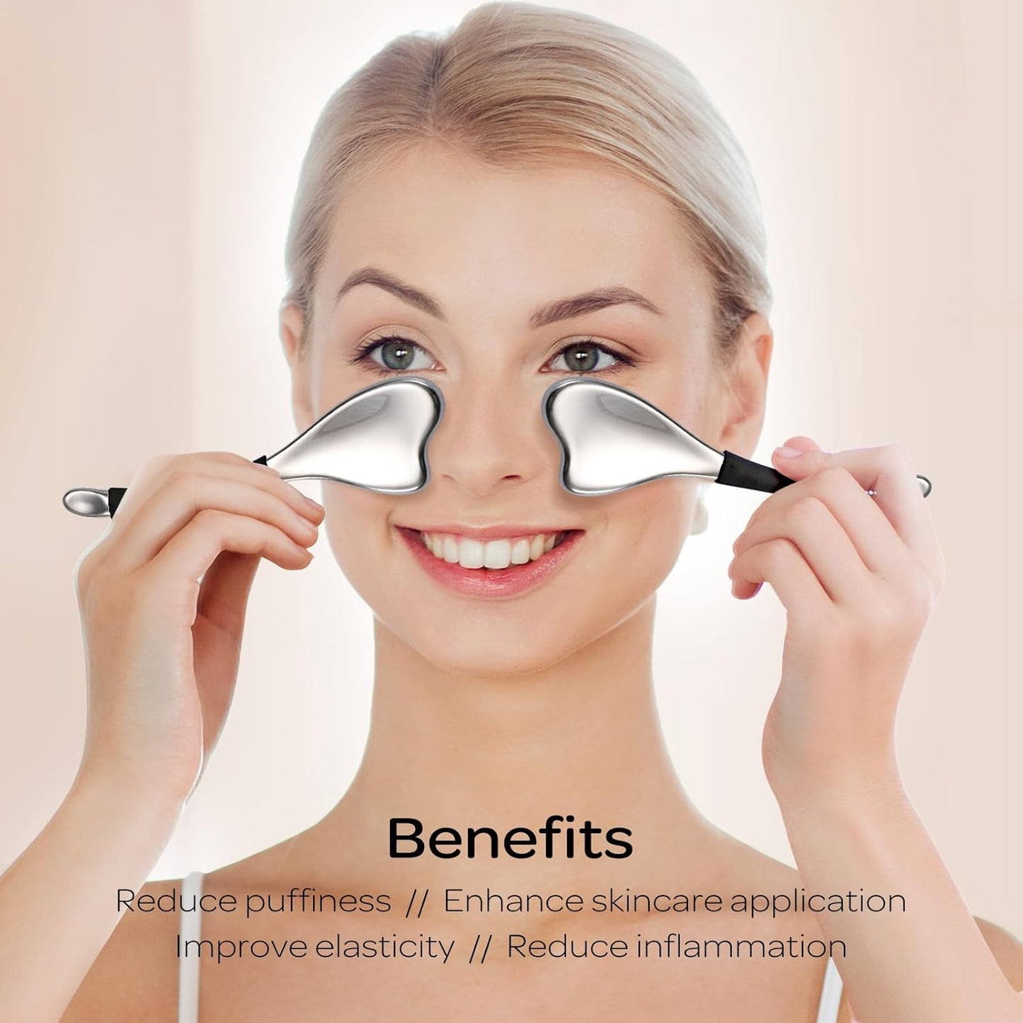 3-in-1 Cryo Gua Sha Facial Tools, Ice Roller Globes for Women Face and Eyes Massager, Unbreakable Stainless Steel Face Sculpting Skin Care Tools, Esthetician Supplies with Carry Case