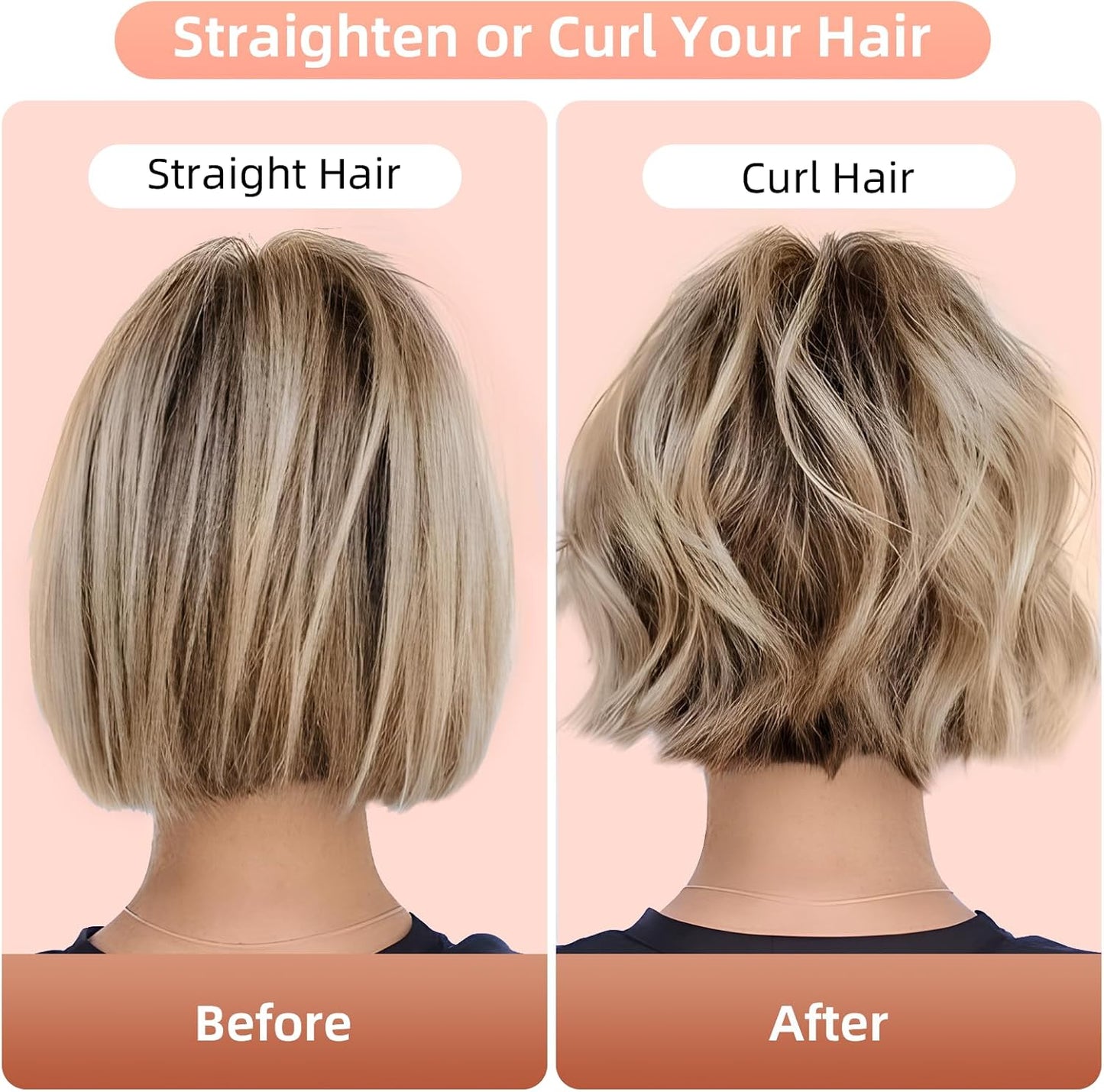 CARESKY® Cordless Curling Iron Brush, 1.5 Inch Mini Travel Hair Curler with 200 Million Negative Ions, Portable Heated Round Straightener Brush Rechargeable for Curl, Touch-Up, De-Frizz, Styling