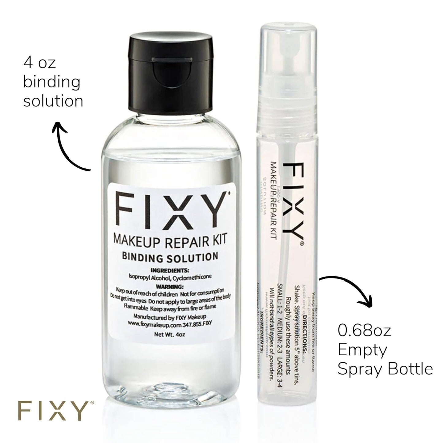 FIXY Makeup Repair Spray - Revive & Restore Pressed Powders, Eyeshadow, Blush, Bronzers & Highlighter | Retains Color | 4oz Vegan Solution, Fragrance-Free, Paraben-Free