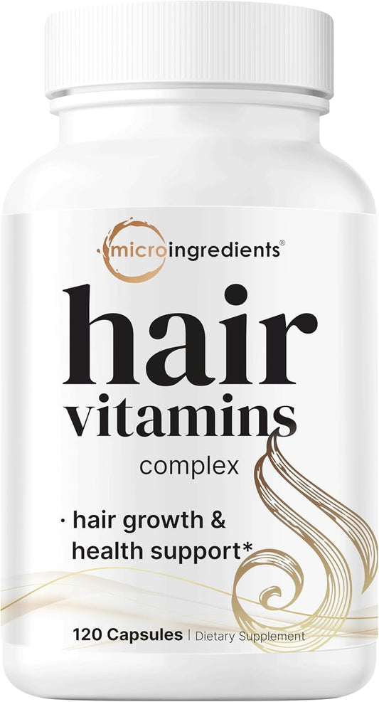 Micro Ingredients Hair Growth Vitamins for Women & Men, 120 Capsules | 14-in-1 Formula with Biotin, Collagen, Keratin, Saw Palmetto & More | Thicker, Fuller, Nourishes Thinning & Loss Hair Support