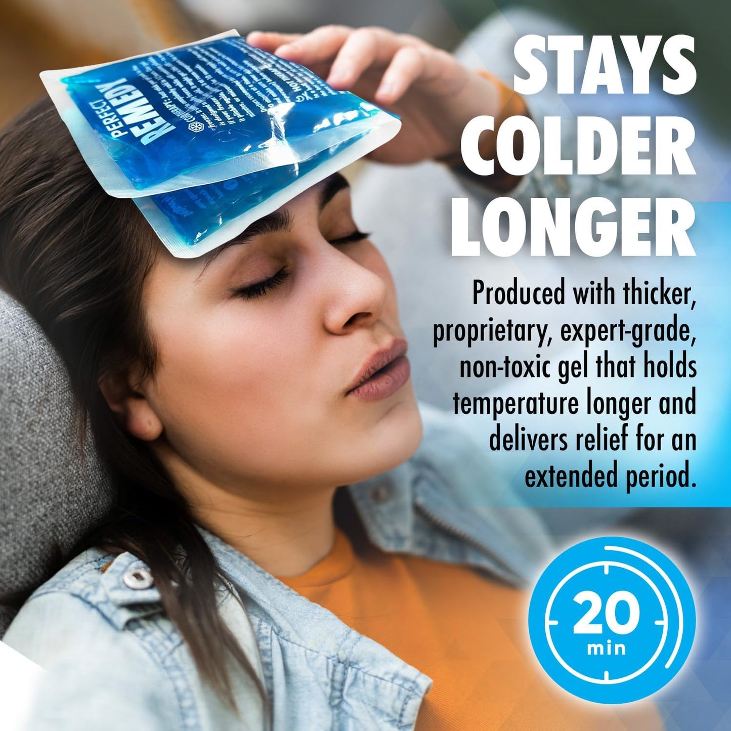 Perfect Remedy Gel Ice Pack - Hot & Cold Compress, Reusable Injury Ice Pack for Knee, Shoulder, Back, Neck, Hip, Ankle, Wrist, Foot Pain Relief & Injury Recovery Soft Gel for Muscle Strain (Blue, Reg)