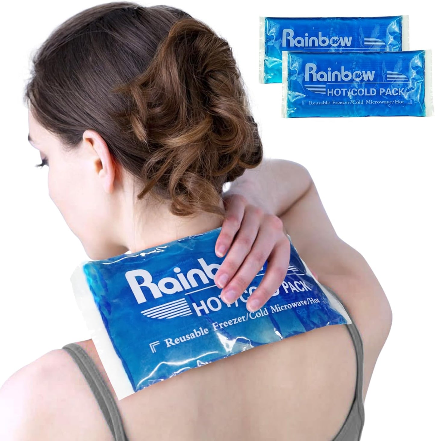 Gel Ice Packs for Head Neck Knee Elbow Wrist Foot Pain Relief (2 Pack) - Ice Packs for Injuries Reusable Gel Hot Cold Pack for Injuries - Flexible Cold Pack for Breast Surgery, Strain, Migraine