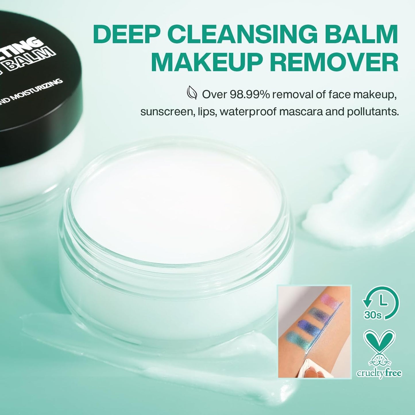 Cleansing Balm Makeup Remover - Deep Clear Korean Makeup Melting Cleansing Balm with Natural Oil for Waterproof Eye Face Lip Heavy Make up, Gentle Moisturized Cleanser for Sensitive Skin, Vegan, 2Pcs