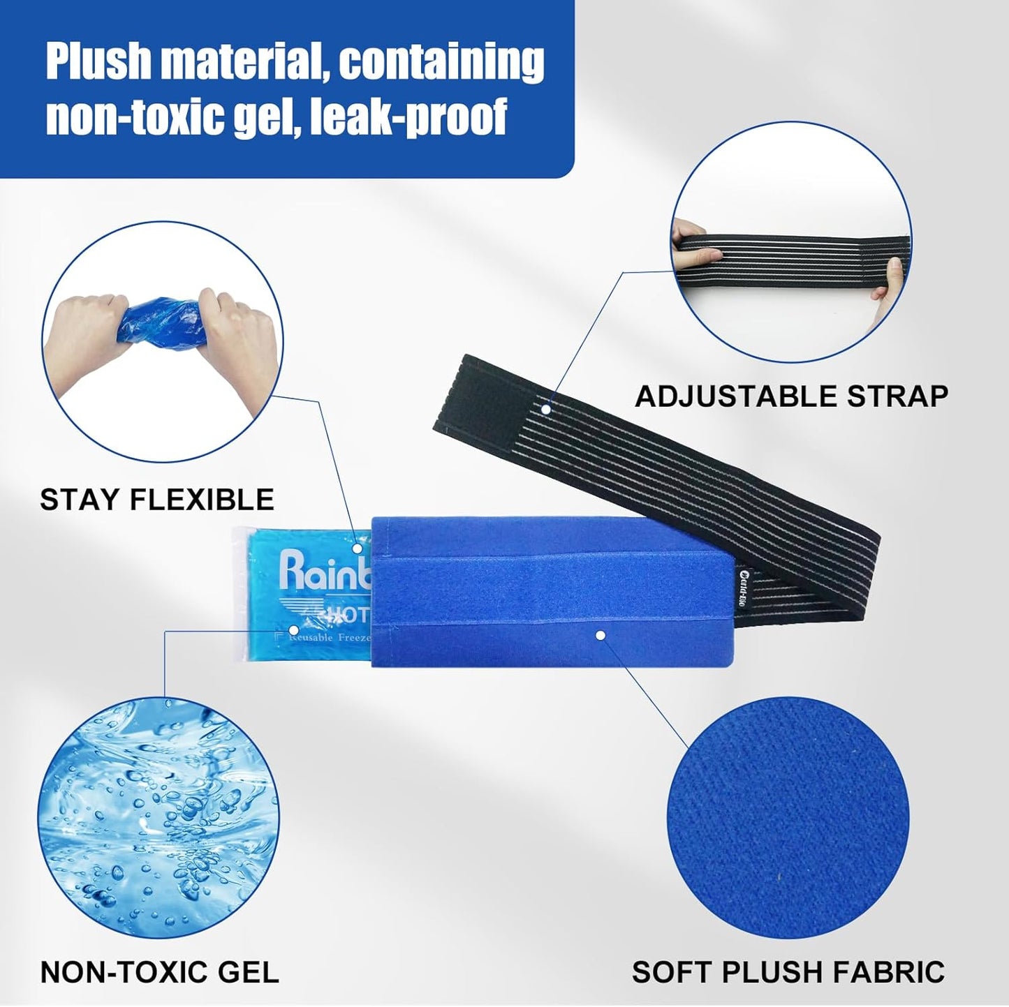 Reusable Ice Gel Pack for Injuries, Soft Cold Pack Ice Wrap Hot Cold Compress Alleviate Inflammation Joint Pain Muscle Soreness, Flexible & Adjustable for Shoulder Elbow Foot Ankle Knee Wrist Leg Neck