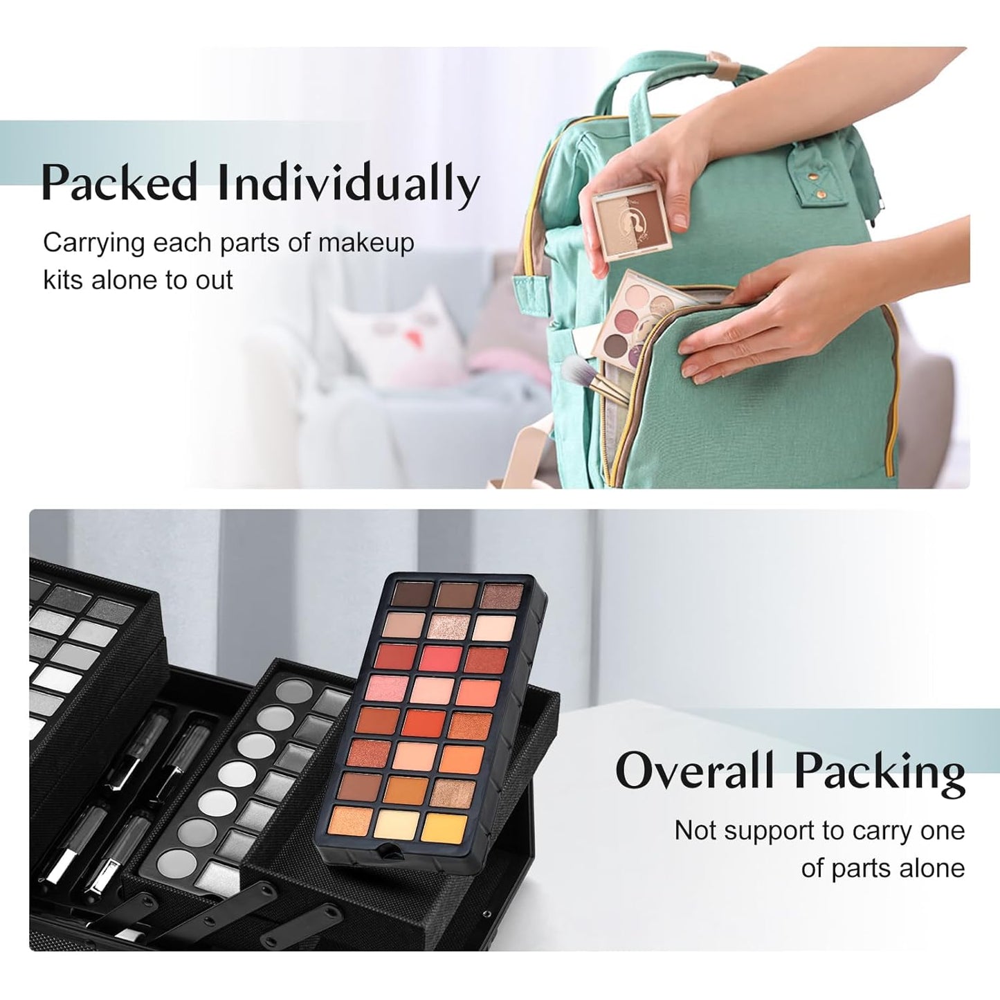 All In One Makeup Kit For Girls, Beginner Makeup Kit For Teens Makeup Kit For Little Girls Full Set Make Up Kit For Women Cosmetic Set 18 Color Eyeshadow Eyeliner Lipgloss Blush Mirror - Green