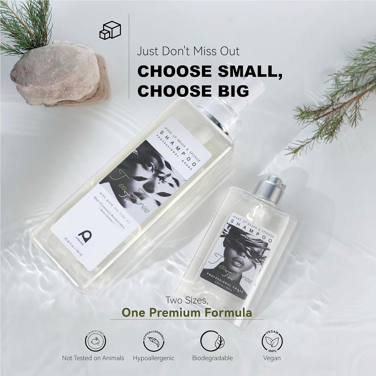 Makeup Brush Cleaner, Tea Tree Oil, Shampoo for Sponges & Puffs, Deep Cleaning, Antibacterial, Conditions Bristles, Gentle, Vegan & Cruelty-Free, Large Value Size, 25.36 fl oz