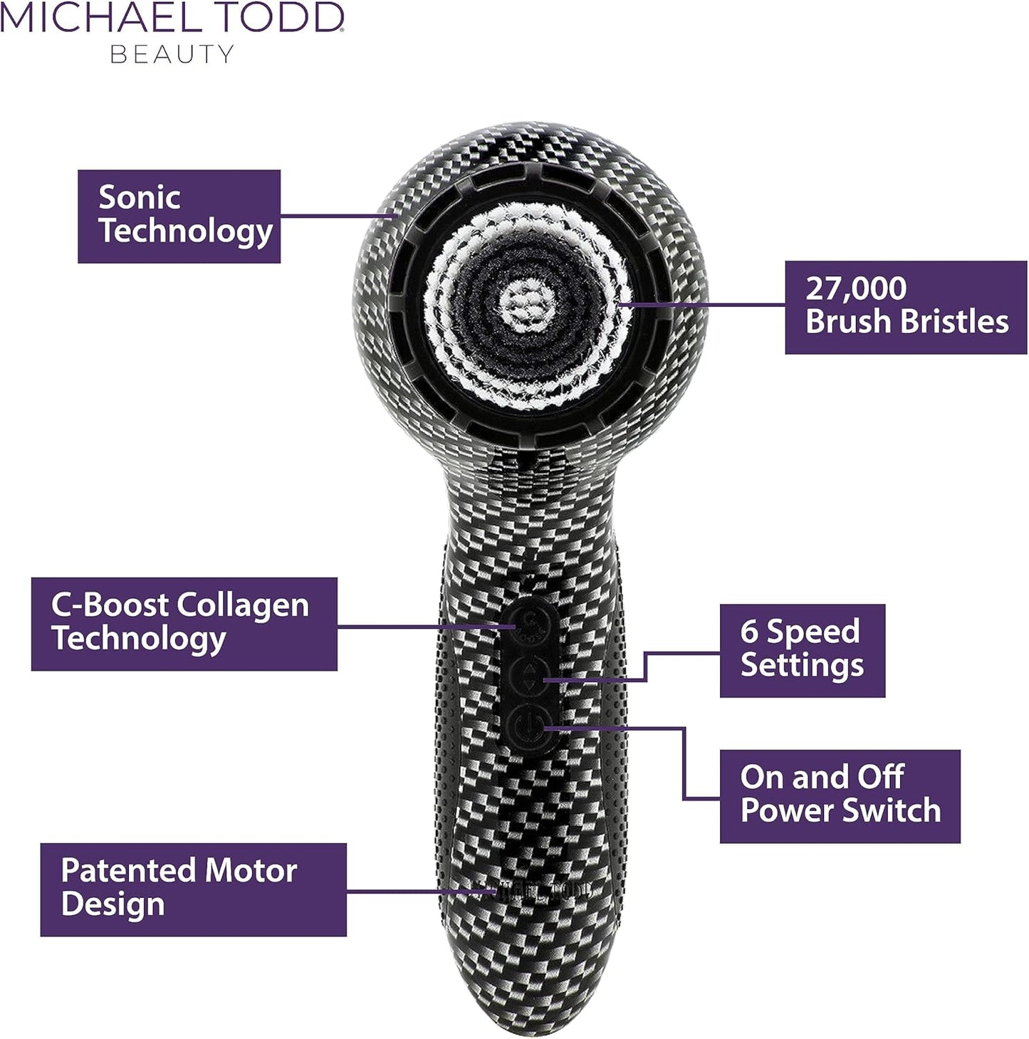 Michael Todd Beauty - Soniclear Elite - Facial Cleansing Brush System - 6-Speeds - Face Cleansing Brush & Exfoliating Body Scrubber