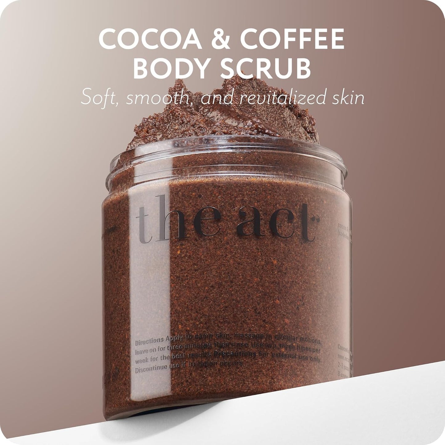 THE ACT Coffee Body Scrub with Salt & Cocoa – Exfoliating Scrub for Cellulite, Stretch Marks, Ingrown Hair – Organic Moisturizing Body Scrub with Vitamin E & Menthol – Gift for Women & Men, 10.58 Oz