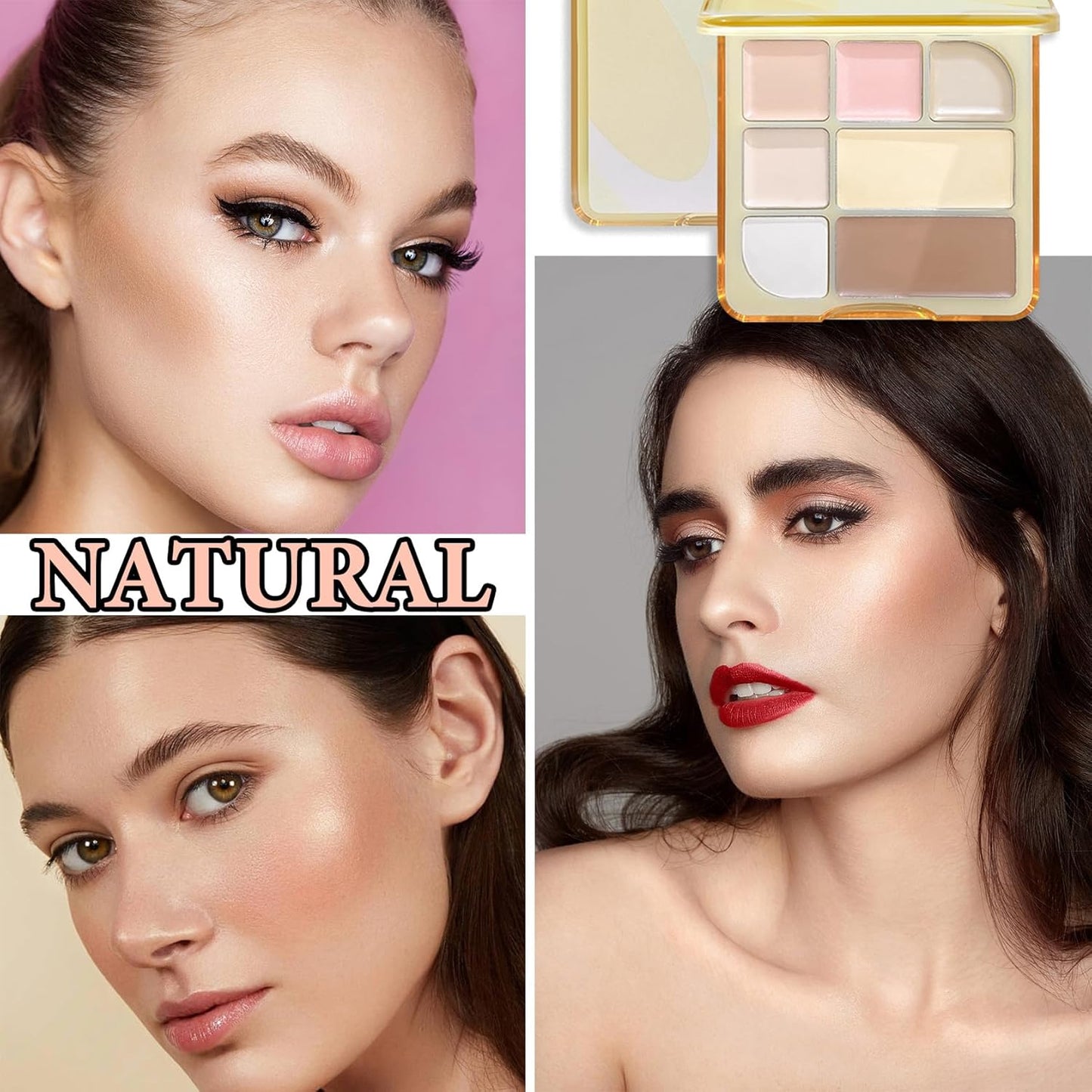 7 Colors Concealer Contour Palette,Correcting Concealer Makeup Palette 7 In 1 Contouring Foundation Cream Contour Palette for Redness,Dark Circles,Blemish,Acne(03#)