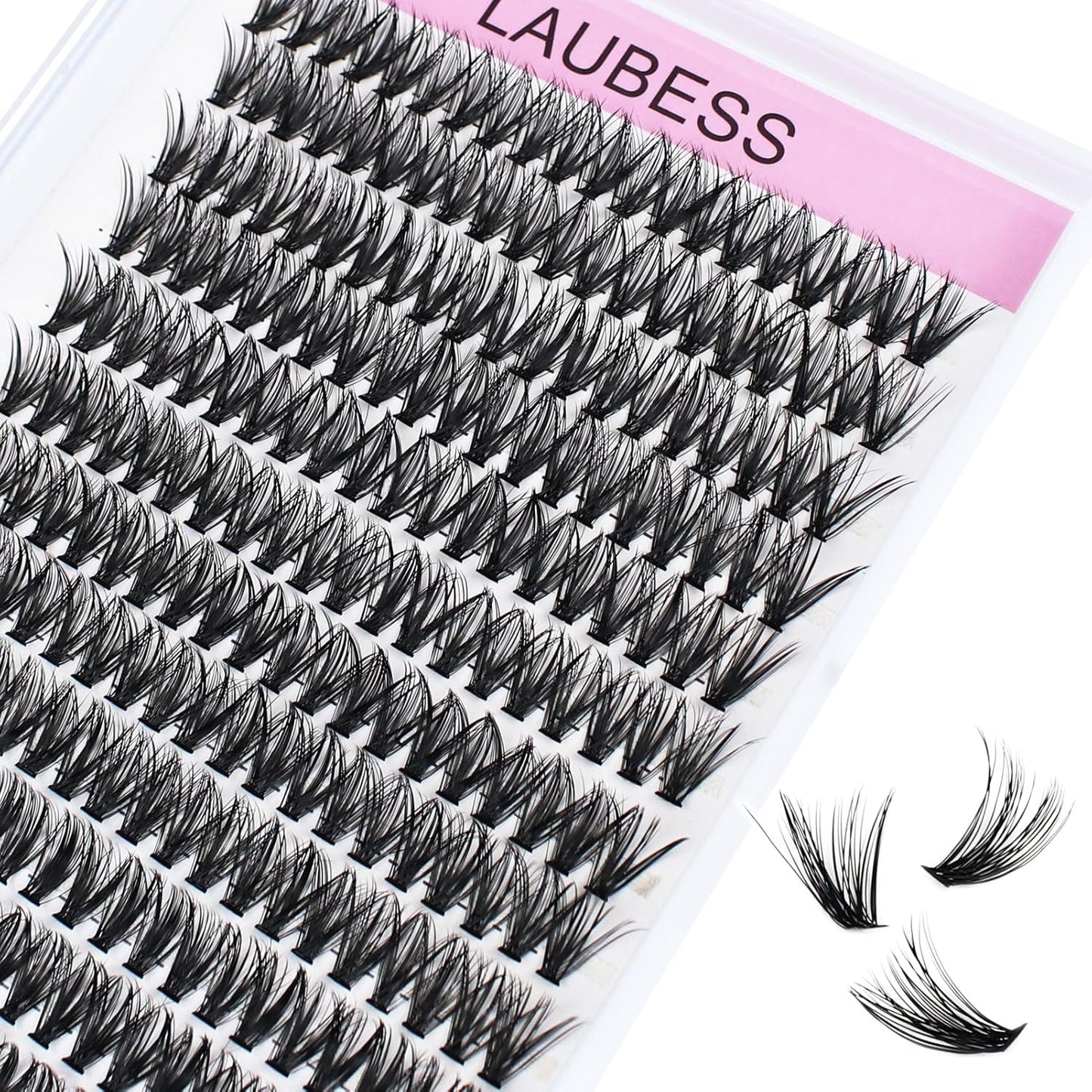 Lash Clusters LAUBESS Individual Lashes Waterproof Eyelash Clusters Mixed Tray Cluster Eyelash Extensions Soft Cluster Lashes for Beginners (40D-D-20)