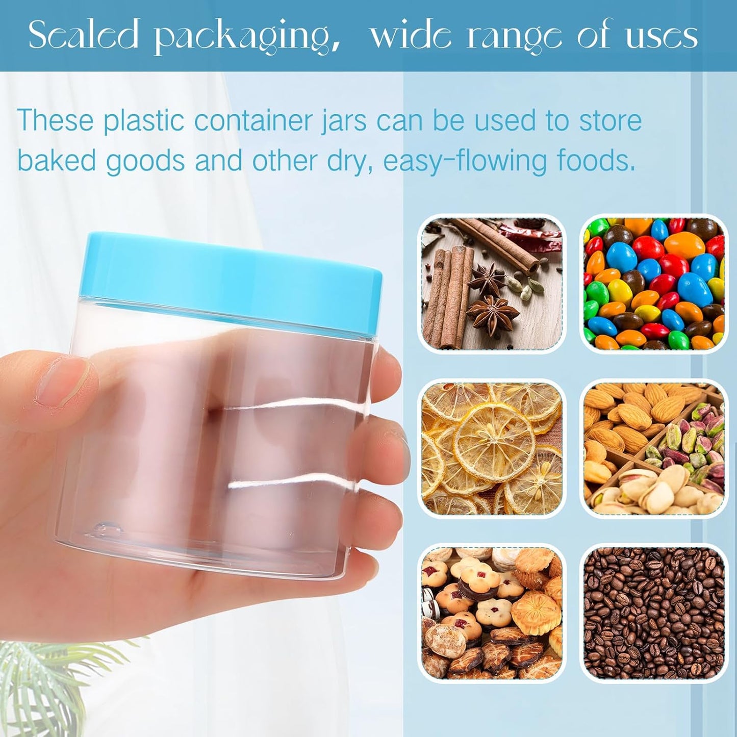 Patelai 4 Pieces Round Wide-mouth Leak Proof Plastic Container Jars with Lids for Travel Storage Makeup Beauty Products Face Creams Oils Salves Ointments DIY Making(8 Ounce,Blue)