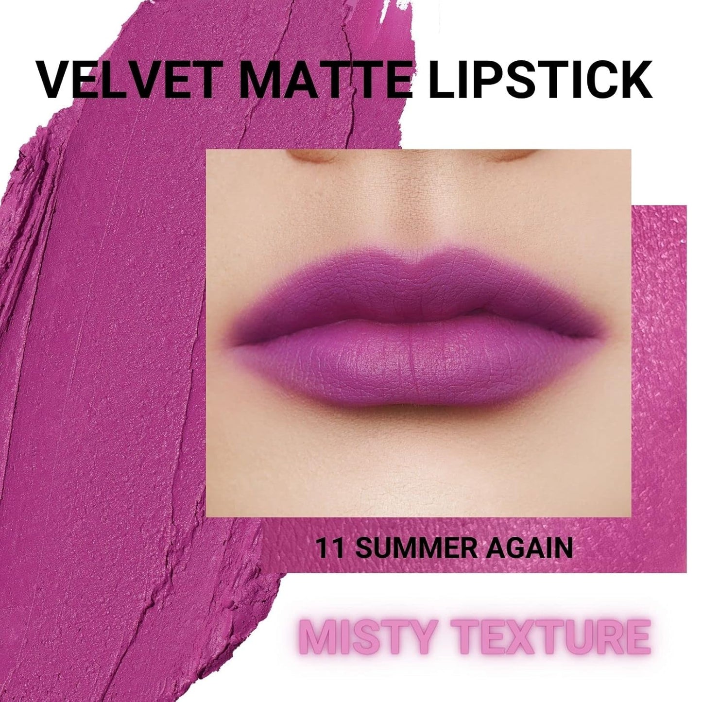 Oulac Violet Soft Matte Lipstick| Lipstick & Blush Duo| Velvet Smooth Lip Stick| Highly Pigmented & Misty Texture| Full Coverage Lip Stains Enriched with Rose Oil| Vegan & Clean Beauty| Y11