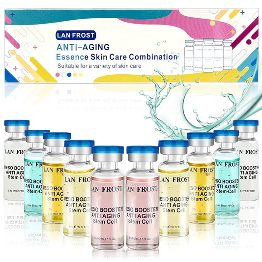 BB Facial Glow Kit Hyaluronic Acid Essence Skin Care Combination 0.17oz Hyaluronic Acid Ampoule and Essence Foundation 10 Vials Facial Serum Skin Therapy Kit