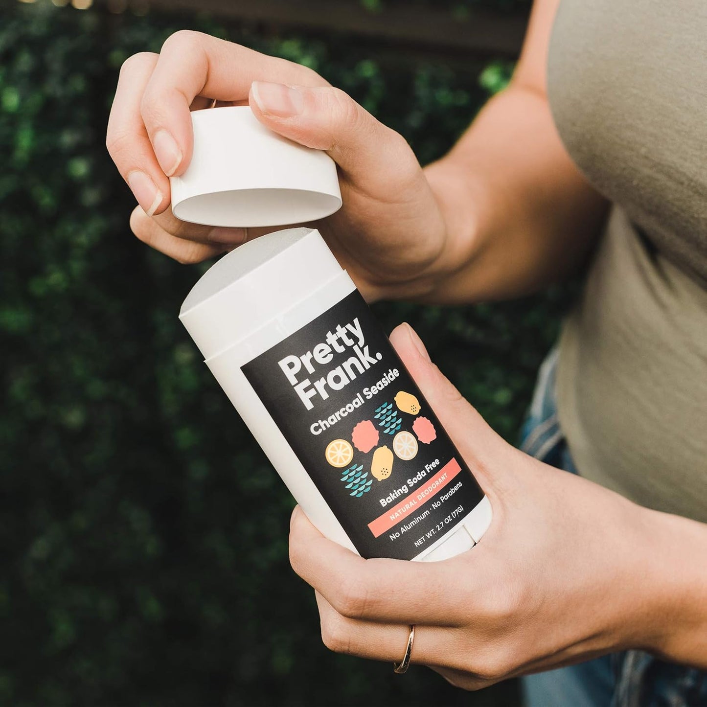 Pretty Frank Natural Aluminum-Free Deodorant Stick with Charcoal, Baking Soda-Free, Charcoal Seaside (1-Pack) | Sensitive Skin Friendly, Effective Odor Control for Women & Men, Organic Ingredients