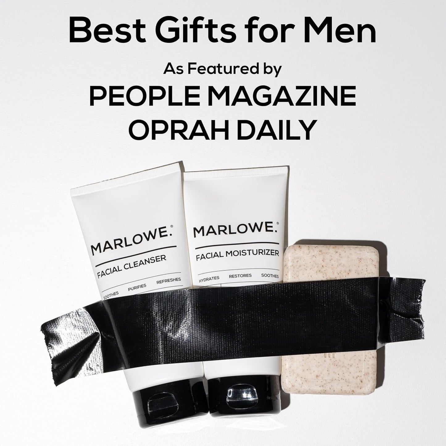 MARLOWE. Best Sellers Kit No. 203, Features Signature No. 102 Original Body Scrub Soap Bar, No. 121 Facial Cleanser & No. 123 Facial Moisturizer, Great Gift for Men