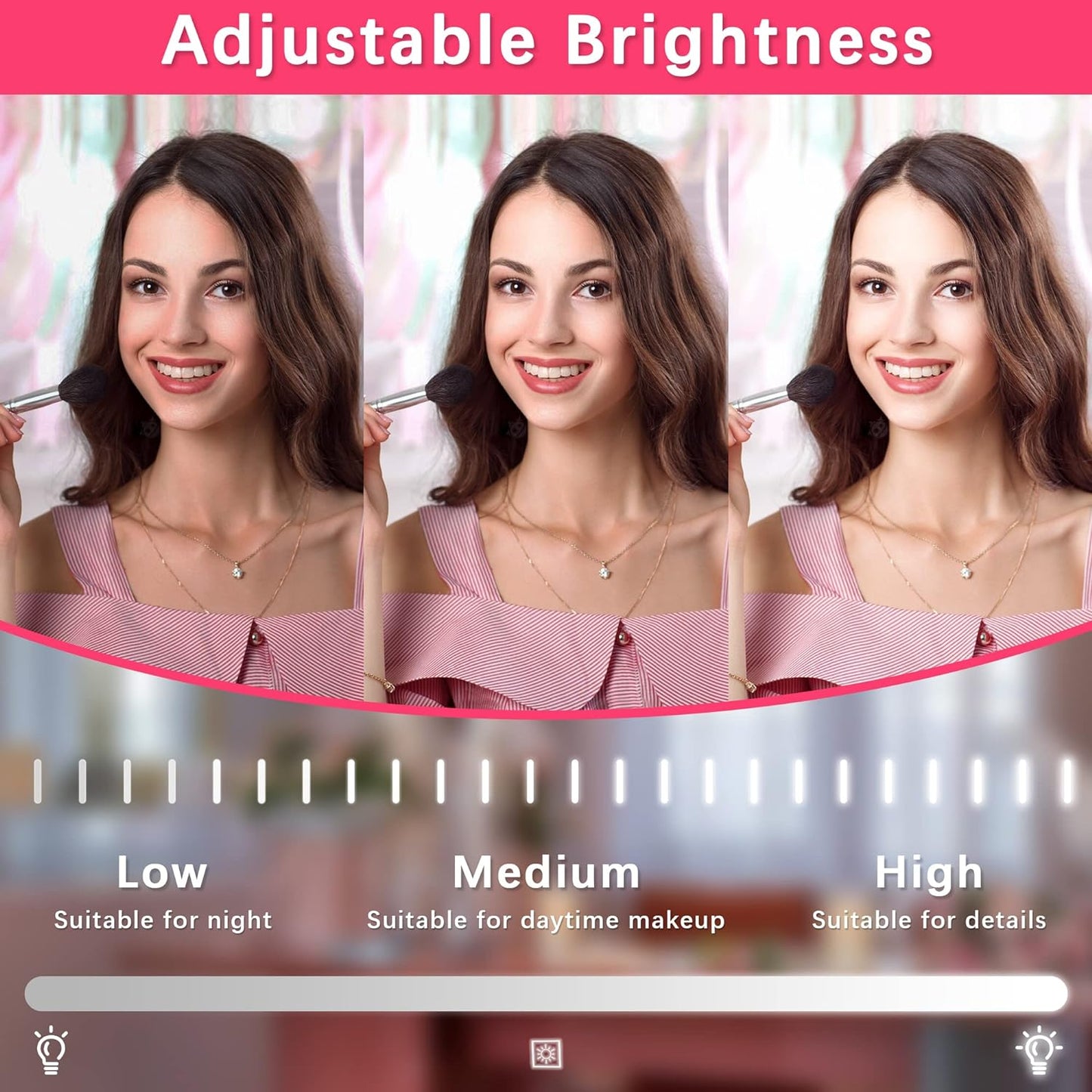 22x17 Inch Lighted Vanity Mirror with Dimmable LED Lights - 3 Color Modes, Smart Touch Control & 360° Rotating Base - Desk Makeup Mirror (Black)